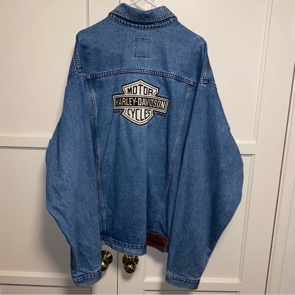Vintage Harley-Davidson 95th Anniversary 3XL 1998 Denim Jacket Embroidered Logo - Picture 3 of 15